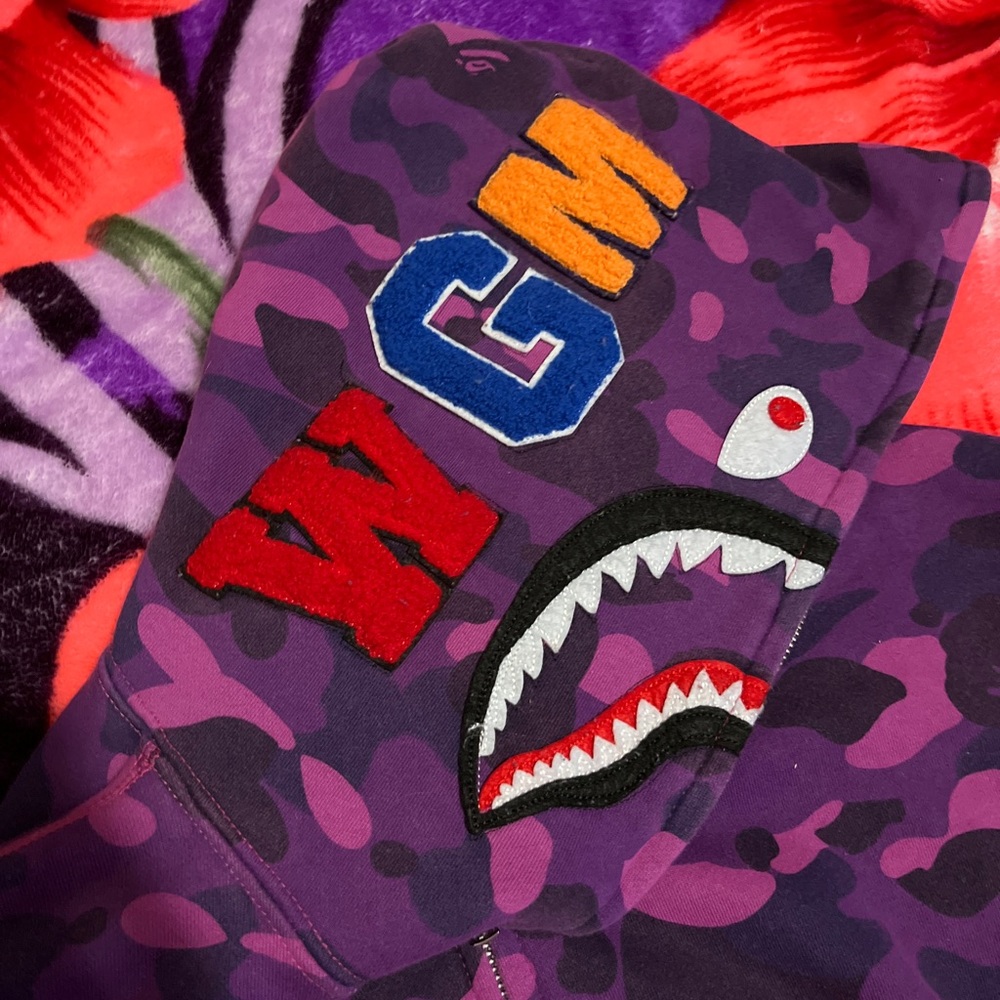 Bape purple shark hoodie